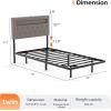 imageVINGLI Twin Floating Bed Frame with Upholstered HeadboardCharging StationLED Lights Modern Platform BedHeavy Duty Metal Bed FrameAdjustable Headboard No Box Spring Needed Easy AssemblyGreyGrey