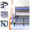 imageVINGLI Twin Floating Bed Frame with Upholstered HeadboardCharging StationLED Lights Modern Platform BedHeavy Duty Metal Bed FrameAdjustable Headboard No Box Spring Needed Easy AssemblyGreyGrey
