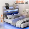 imageVINGLI Twin Floating Bed Frame with Upholstered HeadboardCharging StationLED Lights Modern Platform BedHeavy Duty Metal Bed FrameAdjustable Headboard No Box Spring Needed Easy AssemblyGreyGrey