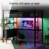 imageVINGLI Twin Loft Bed with LShaped Desk LED Lights Storage Shelves ampamp Drawers Charging Station Safety Guardrail ampamp Ladder Metal Frame for Kids Teens ampamp Adults No Box Spring Needed BlackBlack