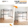 imageVINGLI Twin Loft Bed with LShaped Desk LED Lights Storage Shelves ampamp Drawers Charging Station Safety Guardrail ampamp Ladder Metal Frame for Kids Teens ampamp Adults No Box Spring Needed BlackBlack