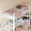 imageVINGLI Twin Loft Bed with LShaped Desk LED Lights Storage Shelves ampamp Drawers Charging Station Safety Guardrail ampamp Ladder Metal Frame for Kids Teens ampamp Adults No Box Spring Needed BlackWhite