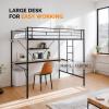 imageVINGLI Twin Loft Bed with LShaped Desk LED Lights Storage Shelves ampamp Drawers Charging Station Safety Guardrail ampamp Ladder Metal Frame for Kids Teens ampamp Adults No Box Spring Needed BlackBlack