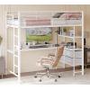 imageVINGLI Twin Loft Bed with LShaped Desk LED Lights Storage Shelves ampamp Drawers Charging Station Safety Guardrail ampamp Ladder Metal Frame for Kids Teens ampamp Adults No Box Spring Needed BlackWhite