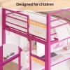 imageVINGLI Twin Loft Bed with LShaped Desk LED Lights Storage Shelves ampamp Drawers Charging Station Safety Guardrail ampamp Ladder Metal Frame for Kids Teens ampamp Adults No Box Spring Needed BlackBarbie Pink