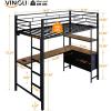 imageVINGLI Twin Loft Bed with LShaped Desk LED Lights Storage Shelves ampamp Drawers Charging Station Safety Guardrail ampamp Ladder Metal Frame for Kids Teens ampamp Adults No Box Spring Needed BlackBlack