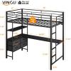 imageVINGLI Twin Loft Bed with LShaped Desk LED Lights Storage Shelves ampamp Drawers Charging Station Safety Guardrail ampamp Ladder Metal Frame for Kids Teens ampamp Adults No Box Spring Needed BlackBlack