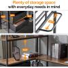 imageVINGLI Twin Loft Bed with LShaped Desk LED Lights Storage Shelves ampamp Drawers Charging Station Safety Guardrail ampamp Ladder Metal Frame for Kids Teens ampamp Adults No Box Spring Needed BlackBlack