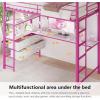 imageVINGLI Twin Loft Bed with LShaped Desk LED Lights Storage Shelves ampamp Drawers Charging Station Safety Guardrail ampamp Ladder Metal Frame for Kids Teens ampamp Adults No Box Spring Needed BlackBarbie Pink