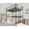 imageVINGLI Twin Loft Bed with LShaped Desk LED Lights Storage Shelves ampamp Drawers Charging Station Safety Guardrail ampamp Ladder Metal Frame for Kids Teens ampamp Adults No Box Spring Needed BlackBlack