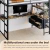imageVINGLI Twin Loft Bed with LShaped Desk LED Lights Storage Shelves ampamp Drawers Charging Station Safety Guardrail ampamp Ladder Metal Frame for Kids Teens ampamp Adults No Box Spring Needed BlackBlack