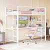 imageVINGLI Twin Loft Bed with LShaped Desk LED Lights Storage Shelves ampamp Drawers Charging Station Safety Guardrail ampamp Ladder Metal Frame for Kids Teens ampamp Adults No Box Spring Needed BlackWhite