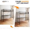 imageVINGLI Twin Loft Bed with LShaped Desk LED Lights Storage Shelves ampamp Drawers Charging Station Safety Guardrail ampamp Ladder Metal Frame for Kids Teens ampamp Adults No Box Spring Needed BlackBlack