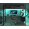 imageVINGLI Twin Loft Bed with LShaped Desk LED Lights Storage Shelves ampamp Drawers Charging Station Safety Guardrail ampamp Ladder Metal Frame for Kids Teens ampamp Adults No Box Spring Needed BlackBlack