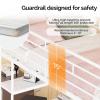 imageVINGLI Twin Loft Bed with LShaped Desk LED Lights Storage Shelves ampamp Drawers Charging Station Safety Guardrail ampamp Ladder Metal Frame for Kids Teens ampamp Adults No Box Spring Needed BlackWhite