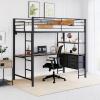 imageVINGLI Twin Loft Bed with LShaped Desk LED Lights Storage Shelves ampamp Drawers Charging Station Safety Guardrail ampamp Ladder Metal Frame for Kids Teens ampamp Adults No Box Spring Needed BlackBlack