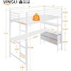 imageVINGLI Twin Loft Bed with LShaped Desk LED Lights Storage Shelves ampamp Drawers Charging Station Safety Guardrail ampamp Ladder Metal Frame for Kids Teens ampamp Adults No Box Spring Needed BlackWhite