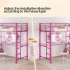 imageVINGLI Twin Loft Bed with LShaped Desk LED Lights Storage Shelves ampamp Drawers Charging Station Safety Guardrail ampamp Ladder Metal Frame for Kids Teens ampamp Adults No Box Spring Needed BlackBarbie Pink