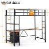 imageVINGLI Twin Loft Bed with LShaped Desk LED Lights Storage Shelves ampamp Drawers Charging Station Safety Guardrail ampamp Ladder Metal Frame for Kids Teens ampamp Adults No Box Spring Needed BlackBlack