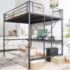 imageVINGLI Twin Loft Bed with LShaped Desk LED Lights Storage Shelves ampamp Drawers Charging Station Safety Guardrail ampamp Ladder Metal Frame for Kids Teens ampamp Adults No Box Spring Needed BlackBlack