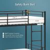 imageVINGLI Twin Over Full Bunk Bed for KidsAdults with Stairs Flat Rungs Heavy Duty Metal Slats No Box Spring Needed BlackBlack