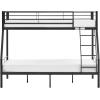 imageVINGLI Twin Over Full Bunk Bed for KidsAdults with Stairs Flat Rungs Heavy Duty Metal Slats No Box Spring Needed BlackBlack