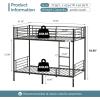 imageVINGLI Twin Over Full Bunk Bed for KidsAdults with Stairs Flat Rungs Heavy Duty Metal Slats No Box Spring Needed BlackBlack