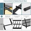 imageVINGLI Twin Over Full Bunk Bed for KidsAdults with Stairs Flat Rungs Heavy Duty Metal Slats No Box Spring Needed BlackBlack