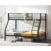 imageVINGLI Twin Over Full Bunk Bed for KidsAdults with Stairs Flat Rungs Heavy Duty Metal Slats No Box Spring Needed BlackBlack