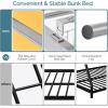 imageVINGLI Twin Over Full Bunk Bed for KidsAdults with Stairs Flat Rungs Heavy Duty Metal Slats No Box Spring Needed BlackGrey