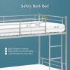 imageVINGLI Twin Over Full Bunk Bed for KidsAdults with Stairs Flat Rungs Heavy Duty Metal Slats No Box Spring Needed BlackGrey