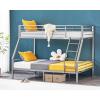 imageVINGLI Twin Over Full Bunk Bed for KidsAdults with Stairs Flat Rungs Heavy Duty Metal Slats No Box Spring Needed BlackGrey