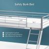 imageVINGLI Twin Over Full Bunk Bed for KidsAdults with Stairs Flat Rungs Heavy Duty Metal Slats No Box Spring Needed BlackGrey