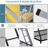imageVINGLI Twin Over Full Bunk Bed for KidsAdults with Stairs Flat Rungs Heavy Duty Metal Slats No Box Spring Needed BlackGrey