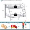 imageVINGLI Twin Over Full Bunk Bed for KidsAdults with Stairs Flat Rungs Heavy Duty Metal Slats No Box Spring Needed BlackGrey