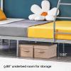 imageVINGLI Twin Over Full Bunk Bed for KidsAdults with Stairs Flat Rungs Heavy Duty Metal Slats No Box Spring Needed BlackGrey