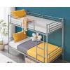 imageVINGLI Twin Over Full Bunk Bed for KidsAdults with Stairs Flat Rungs Heavy Duty Metal Slats No Box Spring Needed BlackGrey