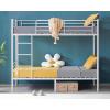 imageVINGLI Twin Over Full Bunk Bed for KidsAdults with Stairs Flat Rungs Heavy Duty Metal Slats No Box Spring Needed BlackWhite