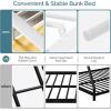 imageVINGLI Twin Over Full Bunk Bed for KidsAdults with Stairs Flat Rungs Heavy Duty Metal Slats No Box Spring Needed BlackWhite