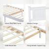 imageVINGLI Wood Twin Bed Frame with Headboard Stylish Modern White Platform Single Panel Bed No Box Spring Needed Wooden Slat Support Mattress Foundation