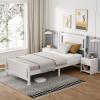 imageVINGLI Wood Twin Bed Frame with Headboard Stylish Modern White Platform Single Panel Bed No Box Spring Needed Wooden Slat Support Mattress Foundation