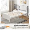 imageVINGLI Wood Twin Bed Frame with Headboard Stylish Modern White Platform Single Panel Bed No Box Spring Needed Wooden Slat Support Mattress Foundation