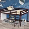 imageVINGLI 47 Tall Junior Low Loft Bed with Stairs White Wood Loft Bed Twin Size for Adults Kids and Young Teens No Box Spring RequiredWood Slat SupportEspresso