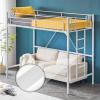 imageVINGLI 71 Inches Tall Loft Bed Twin Size with Flat Ladder Rung for Kids Teens Adults Heavy Duty Metal Single Bunk Bed Loft with Safety Guard Rails for Small Space BlackWhite