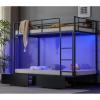 imageVINGLI Bunk Beds Twin Over Full Size for Kids Teens AdultsFlat StepsHeavy Duty Metal Slat BlackBlack