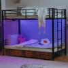 imageVINGLI Bunk Beds Twin Over Full Size for Kids Teens AdultsFlat StepsHeavy Duty Metal Slat BlackBlackbrown
