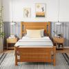 imageVINGLI Twin Bed Frame Solid Wood Platform Bed Frame Single Bed with Headboard No Box Spring Needed Panel Bed Wood Slat Support Mattress Foundation Brown