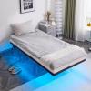 imageVINGLI Twin Floating Bed Frame with USB Charging StationLED Lights 14 Platform Bed Frame Twin Size Heavy Duty Metal Bed No Box Spring NeededBlackBlack