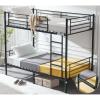 imageVINGLI Twin Over Full Bunk Bed for KidsAdults with Stairs Flat Rungs Heavy Duty Metal Slats No Box Spring Needed BlackBlack