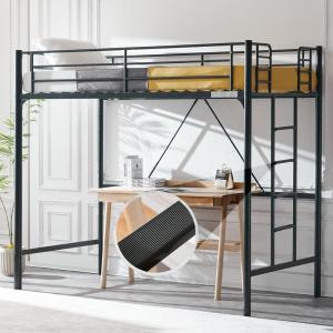 imageVINGLI 71 Inches Tall Loft Bed Twin Size with Flat Ladder Rung for Kids Teens Adults Heavy Duty Metal Single Bunk Bed Loft with Safety Guard Rails for Small Space BlackBlack